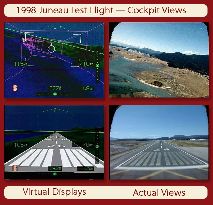 1998 Juneau AK test flight cockpit real and virtual display images